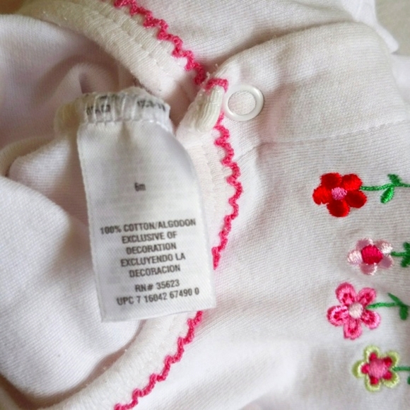 carter's floral embroidered snap footie sleeper pajamas 6 months baby girl - Picture 6 of 7